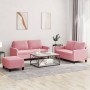 3-piece pink velvet sofa set with cushions by , Sofas - Ref: Foro24-3201509, Price: 547,02 €, Discount: %