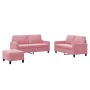 3-piece pink velvet sofa set with cushions by , Sofas - Ref: Foro24-3201509, Price: 547,02 €, Discount: %