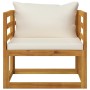 Garden chair and cream-colored cushions made of solid acacia wood. by vidaXL, Modular outdoor sofas - Ref: Foro24-311868, Pri...