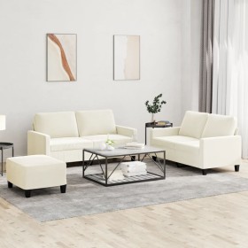 3-piece cream velvet sofa set with cushions by , Sofas - Ref: Foro24-3201514, Price: 539,95 €, Discount: %