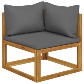 Ecksofa und Kissen aus dunkelgrauem Akazienholz von vidaXL, Modulare Sofas für den Außenbereich - Ref: Foro24-311860, Preis: ...