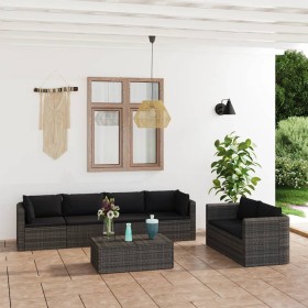 7-teiliges Gartensofaset und Kissen aus grauem synthetischem Rattan von vidaXL, Gartensets - Ref: Foro24-3059493, Preis: 767,...