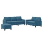 Set of sofas with 3 blue velvet cushions by , Sofas - Ref: Foro24-3201535, Price: 565,99 €, Discount: %