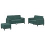 Set of sofas with 3 dark green velvet cushions by , Sofas - Ref: Foro24-3202006, Price: 554,99 €, Discount: %