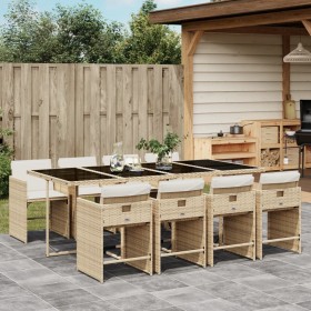 Garten-Essgruppe 9-teilig mit Kissen aus synthetischem Rattan in Beige. von , Gartensets - Ref: Foro24-3211102, Preis: 663,14...