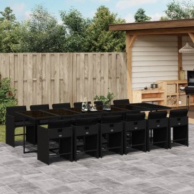 Garten-Essgruppe mit 13-teiligen Kissen aus schwarzem Kunststoff-Rattan. von , Gartensets - Ref: Foro24-3211123, Preis: 940,9...