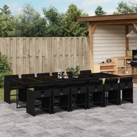 Garden dining set with 13-piece black synthetic rattan cushions by , Garden sets - Ref: Foro24-3211123, Price: 911,19 €, Disc...