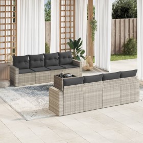 Gartenmöbel-Set 9-teilig mit Kissen aus hellem grauem Kunst-Rattan. von , Gartensets - Ref: Foro24-3218742, Preis: 627,71 €, ...