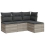 Garden sofa set 4 pieces with gray synthetic rattan cushions by , Garden sets - Ref: Foro24-3217502, Price: 291,42 €, Discoun...