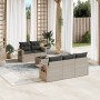 Garden sofa set 6 pieces and gray synthetic rattan cushions by , Garden sets - Ref: Foro24-3252239, Price: 473,96 €, Discount: %