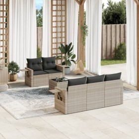 Garden sofa set 6 pieces and gray synthetic rattan cushions by , Garden sets - Ref: Foro24-3252239, Price: 475,99 €, Discount: %