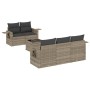 Gartensofagarnitur 6-teilig mit grauen Polstern aus synthetischem Rattan von , Gartensets - Ref: Foro24-3252239, Preis: 473,9...