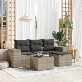 Garden sofa set and cushions 5 pieces light gray synthetic rattan by , Garden sets - Ref: Foro24-3254819, Price: 372,89 €, Di...