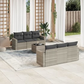 7-piece garden sofa set with light gray PE rattan cushions by , Garden sets - Ref: Foro24-3218702, Price: 520,03 €, Discount: %