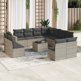 Gartensofa-Set 12-teilig mit grauen Kissen aus synthetischem Rattan von , Gartensets - Ref: Foro24-3219132, Preis: 805,98 €, ...