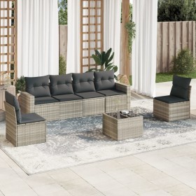 7-piece garden sofa set with light gray PE rattan cushions by , Garden sets - Ref: Foro24-3218812, Price: 468,99 €, Discount: %