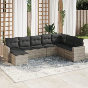 Garden sofa set 8 pieces and gray synthetic rattan cushions by , Garden sets - Ref: Foro24-3219352, Price: 562,26 €, Discount: %