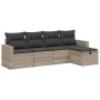 Gartensofa-Set und Kissen, 5-teilig, aus hellem grauem Kunststoff-Rattan. von , Gartensets - Ref: Foro24-3263468, Preis: 360,...