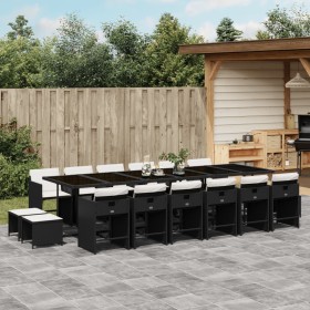 Garden furniture set 17 pieces with black synthetic rattan cushions by , Garden sets - Ref: Foro24-3211182, Price: 1,00 €, Di...