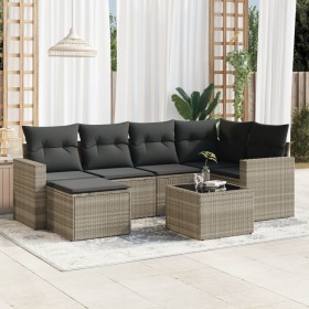 Set de sofás de jardín 7 pzas con cojines ratán PE gris claro de , Conjuntos de jardín - Ref: Foro24-3219262, Precio: 485,99 ...