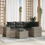 Gartensofa-Set und Kissen, 5-teilig, aus hellem grauem Kunststoff-Rattan. von , Gartensets - Ref: Foro24-3254859, Preis: 406,...