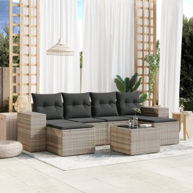 7-piece garden sofa set with light gray PE rattan cushions by , Garden sets - Ref: Foro24-3255269, Price: 499,06 €, Discount: %