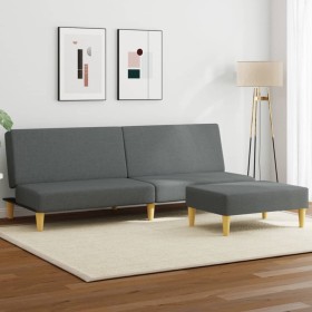 Zweiplätziges Schlafsofa und Hockerkissen aus dunkelgrauem Samt. von , Sofas - Ref: Foro24-3216216, Preis: 344,99 €, Rabatt: %