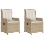 Garden reclining armchairs 2 units synthetic beige rattan by , Garden chairs - Ref: Foro24-368656, Price: 203,41 €, Discount: %