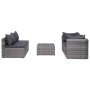 Set de sofás de jardín 7 piezas y cojines ratán sintético gris