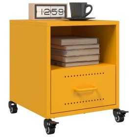 Bedside tables 2 units mustard yellow steel 36x39x43.5 cm by , Nightstands - Ref: Foro24-846711, Price: 106,99 €, Discount: %