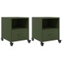 Mesitas de noche 2 unidades acero verde oliva 36x39x43,5 cm de , Mesitas de noche - Ref: Foro24-846713, Precio: 106,63 €, Des...