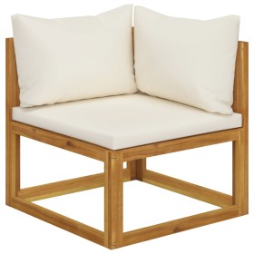 Ecksofa und cremeweißes Kissen aus Akazienholz von vidaXL, Modulare Sofas für den Außenbereich - Ref: Foro24-311861, Preis: 1...