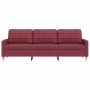 Sofá de 3 plazas de tela rojo tinto 210 cm de , Sofás - Ref: Foro24-4007420, Precio: 344,64 €, Descuento: %