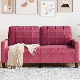 Zweiplätziges Samtsofa in Bordeauxrot, 140 cm. von , Sofas - Ref: Foro24-4007628, Preis: 220,91 €, Rabatt: %