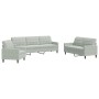 Dreiteiliges Sofaset mit Kissen aus hellgrauem Samt. von , Sofas - Ref: Foro24-3278431, Preis: 671,02 €, Rabatt: %