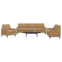 3-piece brown velvet sofa set with cushions by , Sofas - Ref: Foro24-3278438, Price: 572,99 €, Discount: %