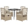 Set comedor de jardín 5 pzas con cojines ratán sintético beige de , Conjuntos de jardín - Ref: Foro24-3263014, Precio: 500,63...