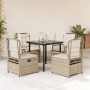 5-piece garden dining set with beige synthetic rattan cushions by , Garden sets - Ref: Foro24-3263021, Price: 482,60 €, Disco...