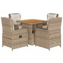 Set comedor de jardín 5 pzas con cojines ratán sintético beige de , Conjuntos de jardín - Ref: Foro24-3262775, Precio: 527,46...