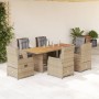 Garten-Essgruppe 7-teilig mit Kissen aus synthetischem Rattan in Beige. von , Gartensets - Ref: Foro24-3262789, Preis: 803,86...