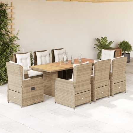 Set comedor de jardín 9 pzas con cojines ratán sintético beige de , Conjuntos de jardín - Ref: Foro24-3262794, Precio: 1,00 €...