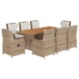 Set comedor de jardín 9 pzas con cojines ratán sintético beige de , Conjuntos de jardín - Ref: Foro24-3262794, Precio: 1,00 €...