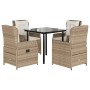 Set comedor de jardín 5 pzas con cojines ratán sintético beige de , Conjuntos de jardín - Ref: Foro24-3262890, Precio: 473,22...