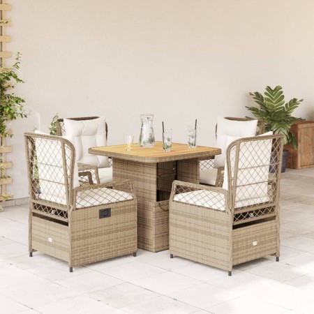 Set comedor de jardín 5 pzas con cojines ratán sintético beige de , Conjuntos de jardín - Ref: Foro24-3262920, Precio: 536,79...