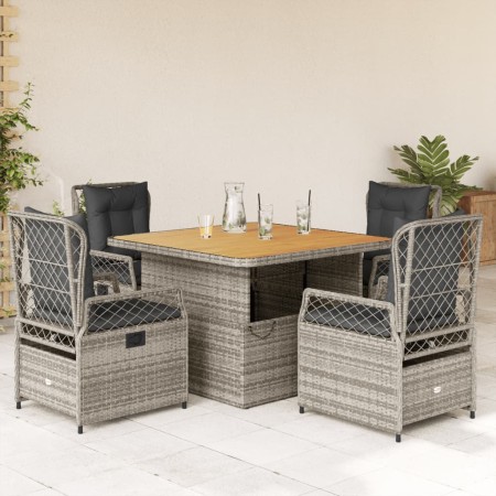 Set comedor de jardín 5 piezas con cojines ratán sintético gris de , Conjuntos de jardín - Ref: Foro24-3262915, Precio: 582,4...