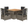 Set comedor de jardín 5 piezas con cojines ratán sintético gris de , Conjuntos de jardín - Ref: Foro24-3262915, Precio: 582,4...