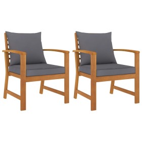 Garden chairs with dark gray cushions 2 pcs solid acacia wood by vidaXL, Garden chairs - Ref: Foro24-311832, Price: 179,99 €,...