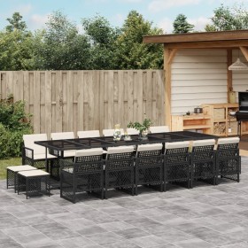 Garden furniture set 17 pieces with black synthetic rattan cushions by , Garden sets - Ref: Foro24-3210822, Price: 1,00 €, Di...