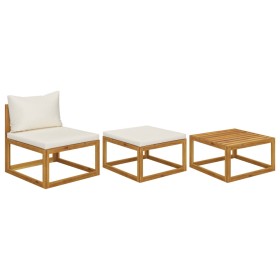 Garden furniture 3 pcs cream cushions solid acacia wood by vidaXL, Modular outdoor sofas - Ref: Foro24-311855, Price: 241,99 ...