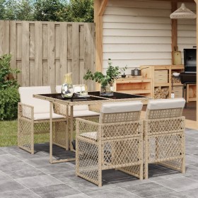 Garten-Essgruppe 5-teilig mit beigen Polstern aus synthetischem Rattan von , Gartensets - Ref: Foro24-3210718, Preis: 296,56 ...